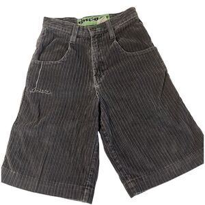 JNCO Corduroy Shorts Youth Size 12 Gray Baggy Y2K Streetwear Skater USA Retro 🛹